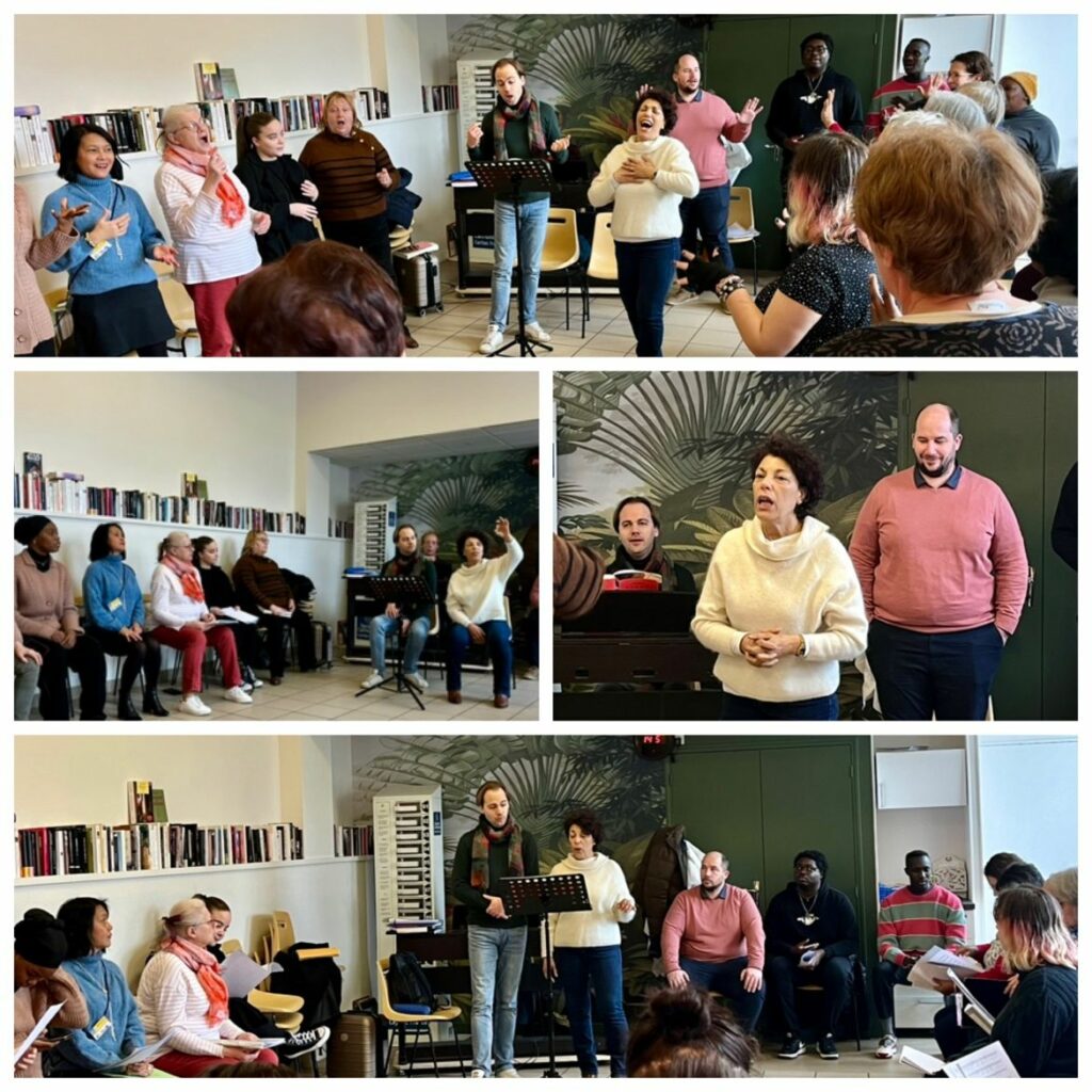 Atelier de chant avec Malika Bellaribi mis en place par le Secours Catholique du Loiret- Photos : Véronique Carré